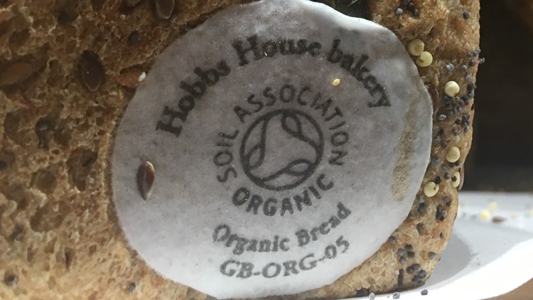 soil association logo on a loaf of bread