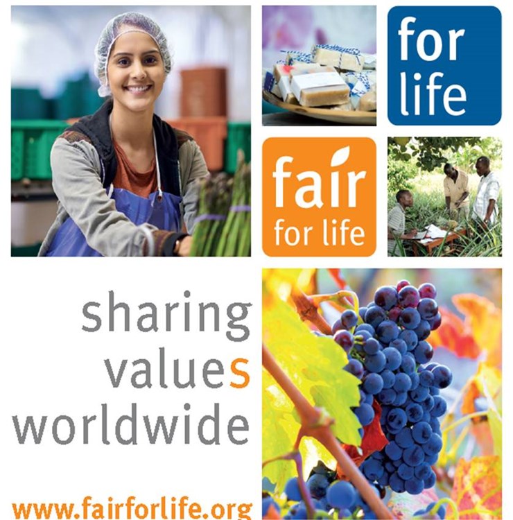 Fair for Life and For Life promotional image with the phrase "sharing values worldwide"
